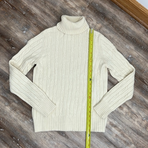 Merona Wool Angora Cashmere Blend Turtleneck Sweater Cream Cable Knit Women's XL - Picture 5 of 11